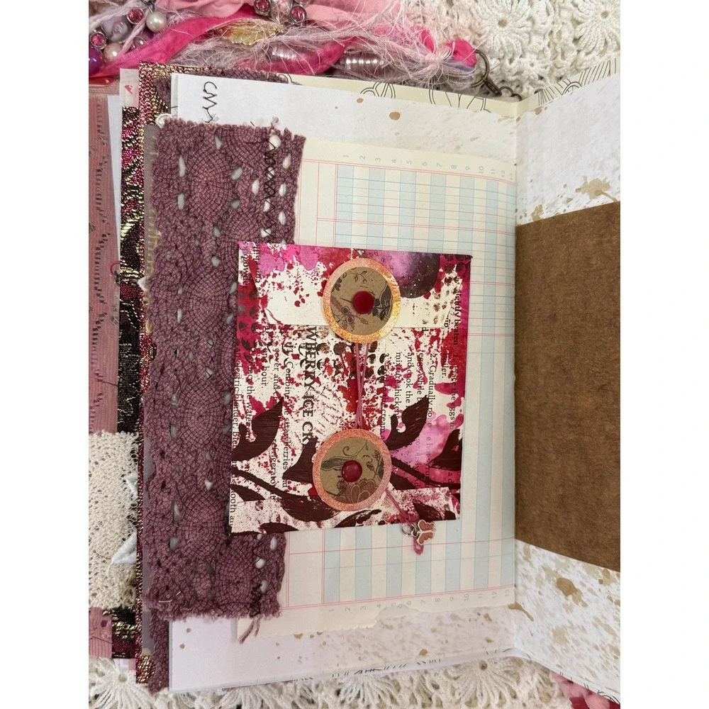 Vintage Style Lace Rose Front Junk Journal